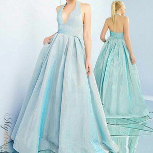 MAC DUGGAL 25939I SHIMMERING ICE HALTER NECK BALLGOWN sz 12